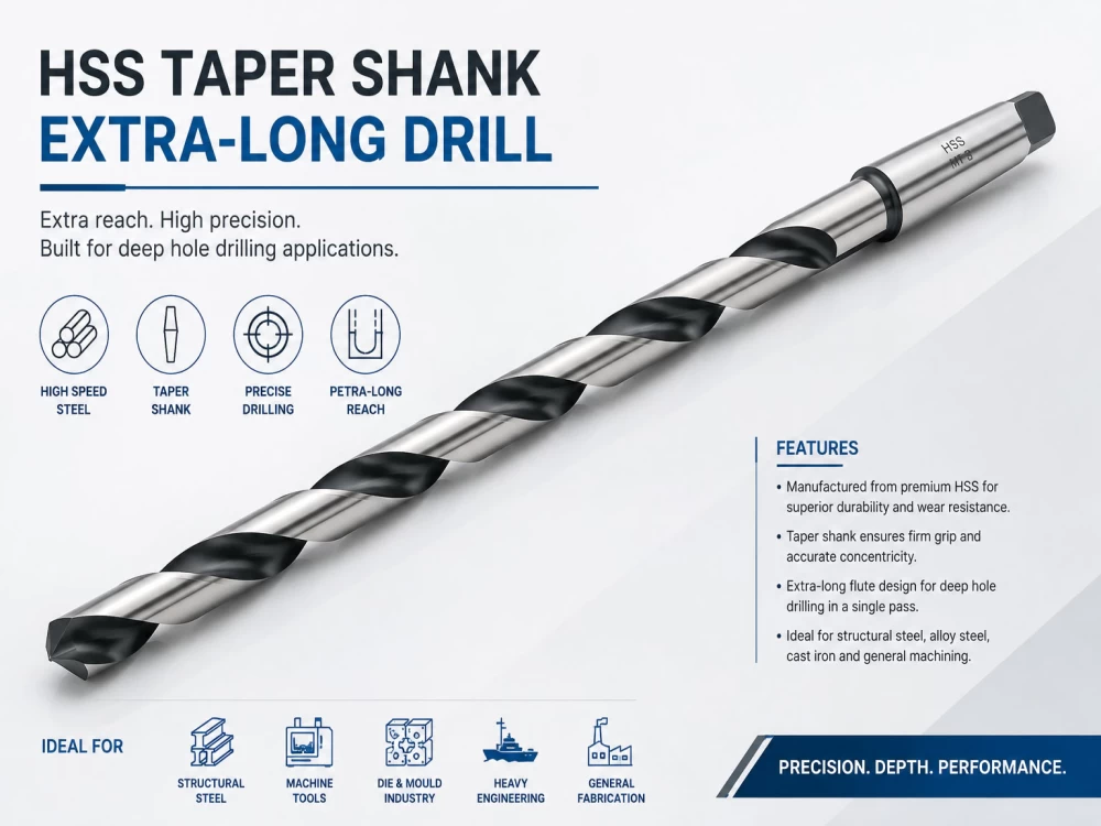 HSS TAPER SHANK EXTRA-LONG DRILLS