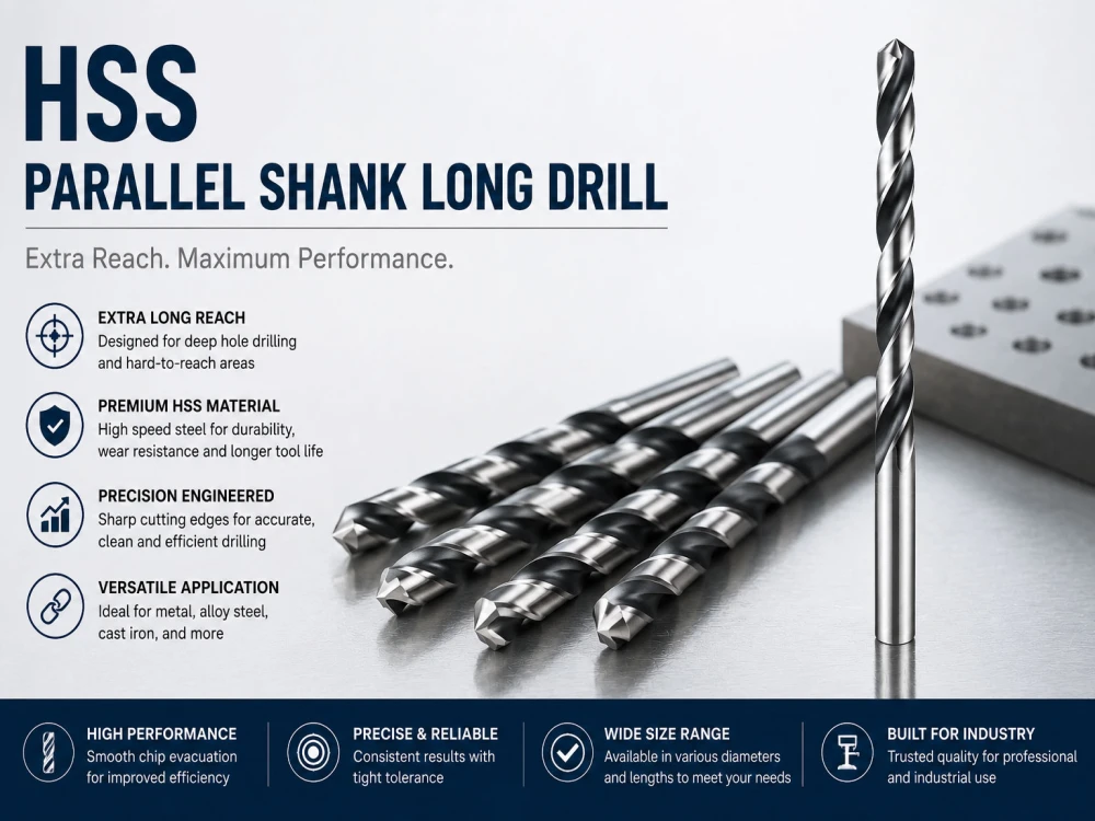 HSS PARALLEL SHANK LONG DRILLS